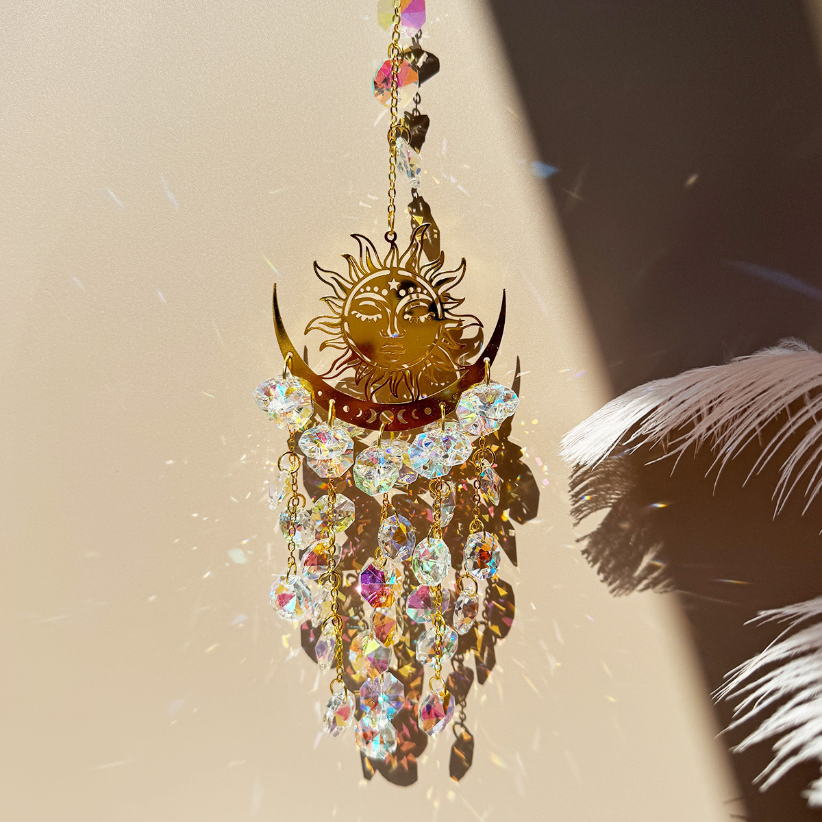 90g Weight Suncatcher, Wind Chime Home Textiles & Decor Type 1 Piece Quantity Housewarming, Graduation, Birthday Occasion Crystal Material Sun Pattern Simple Style Style Simple Style Sun Crystal Suncatcher Wind Chime Wall Art 6