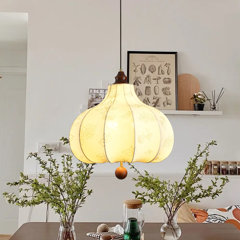 Medieval tela de patrón de comedor dormitorio candelabro mirad viento silencioso madera maciza flores francesas dormitorio castaña lámpara