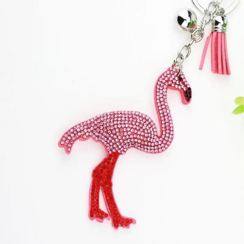 New personalized creative Diamond-embedded flamingo-shaped keychain girls' fashion bag pendant
