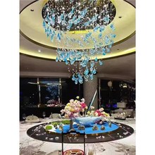 饭店酒楼飞鱼形海洋玻璃吊灯包间厢酒店宴会厅圆形餐桌水晶吊灯具