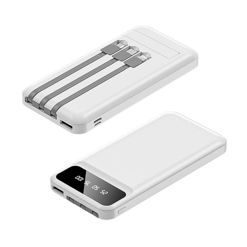 10000 mAh de gran capacidad con cable de carga delgado portátil fuente de alimentación móvil al aire libre general