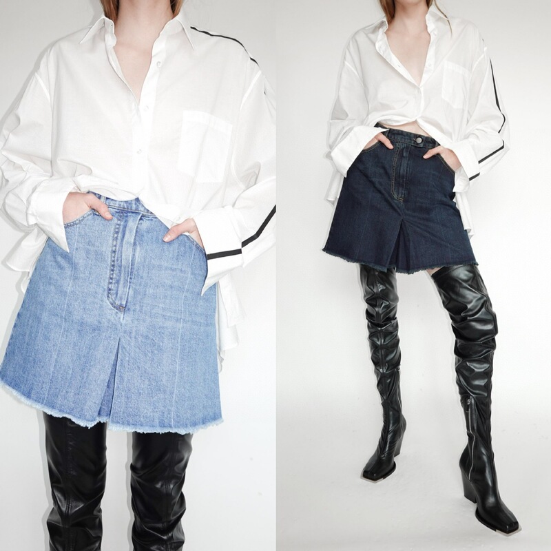 Clearance Sale: Japanese High-Density Mercerized Cotton Ice Mint Fiber Pd Denim Straight-Cut Skirt Shorts
