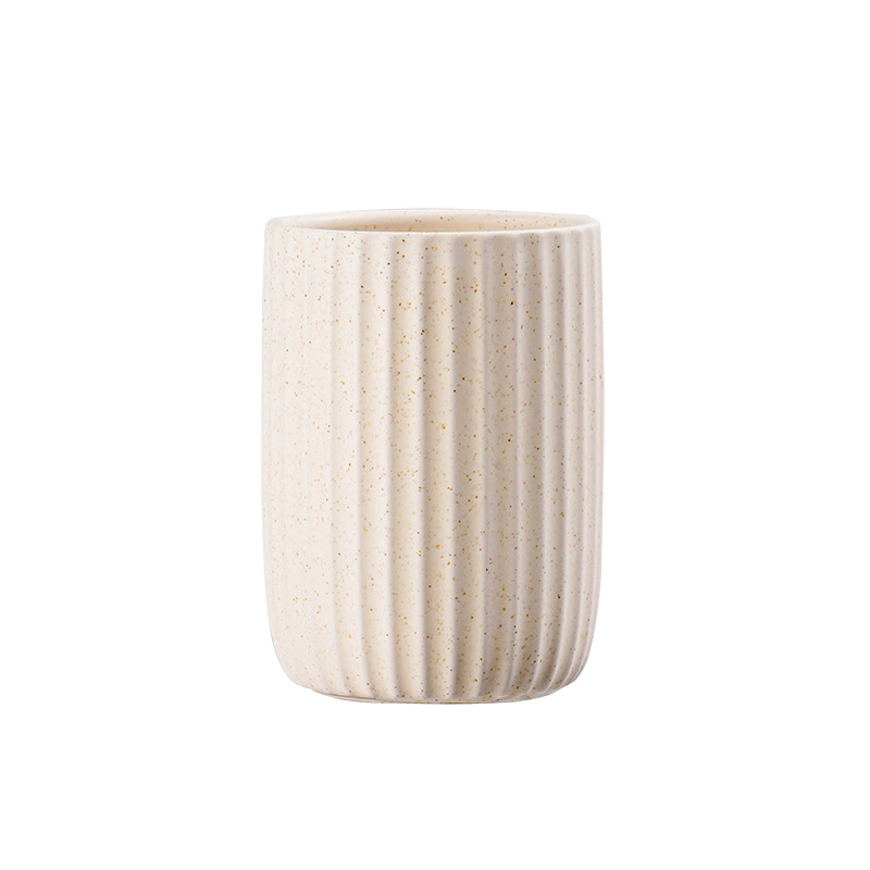 Modern Minimalist Ceramic Striped Vertical Pattern Couple's Toothbrush Mouthwash Cup, Bathroom Wash Cup_voghion.com