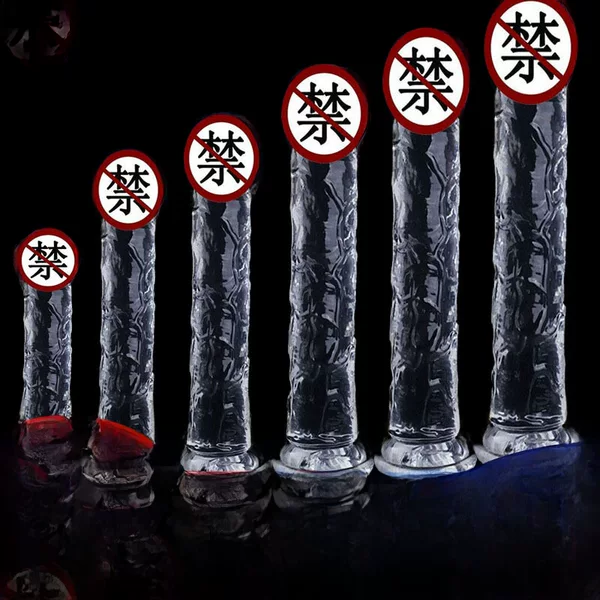 Artificial penis transparent jelly crystal egg-free dildo jj suction cup oversized thick anal plug female masturbation stick