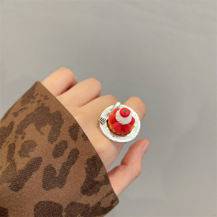 8g Weight Adjustable Ring Classification Adjustable, One Size Ring Size 1 Piece Quantity Casual Occasion Metal Material Fruit, Apple, Cake Pattern All Seasons Season Women's Gender Plating Design Cute, Modern Style Style 1 Piece Cute Modern Style Fruit Apple Cake Metal Plating Women's Adjustable Ring 3