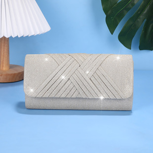 European and American Style Striped Evening Bag Chain Shoulder Bag Portable Light Luxury Style Personalized Cosmetics Storage Bag