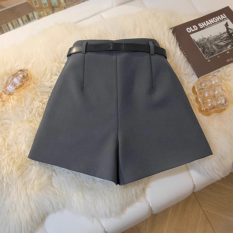 Quần short vest nữ cạp cao dáng chữ A ống rộng size lớn — Màu đen (thắt lưng miễn phí) chi tiết 11