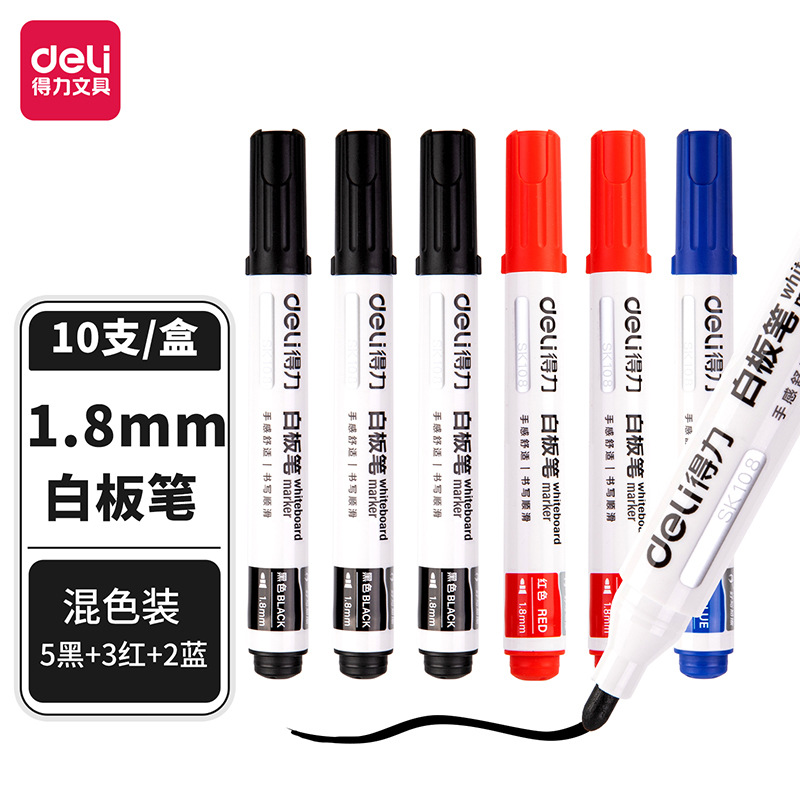 Deli / Power lápiz de pizarra grande lápiz fácil de borrar sala de conferencias de capacitación de enseñanza con ancho de línea de 1.8 mm x claro