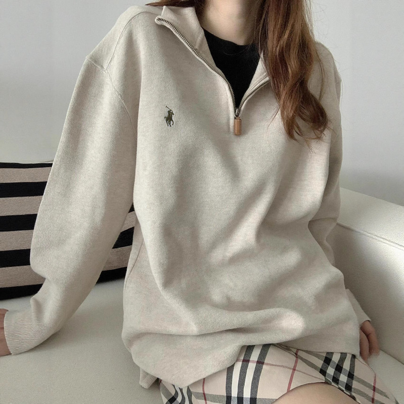 拉夫美式保罗RL小马刺绣半拉链男女同款立领长袖休闲跨境外贸卫衣|undefined