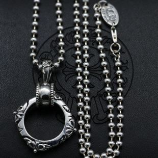 Harajuku Style Sterling Silver 925 Round Bead Necklace Women's Long Thai Silver Personalized Jewelry European and American Trendy Sweater Chain Pendant