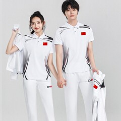 中国チーム春秋男女同服スポーツスーツpoloシャツ三点セットランニングスポーツウェア学生運動会