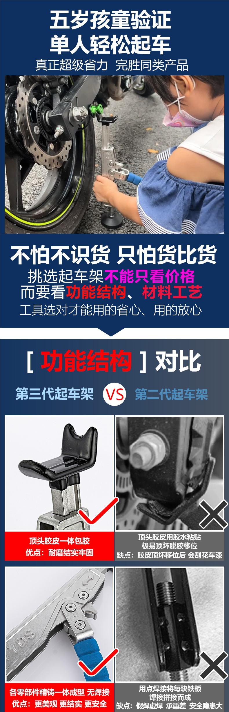 0kg Top-Style Motorcycle Lift Portable Rear Wheel Support Single/Double Swingarm Chain Tire Cleaning Repair Tool