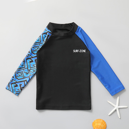 Children's swimsuit, boy's split long-sleeved shorts, sun protection, quick-drying, middle-aged and older boys' swimsuit, two-piece beach suit
