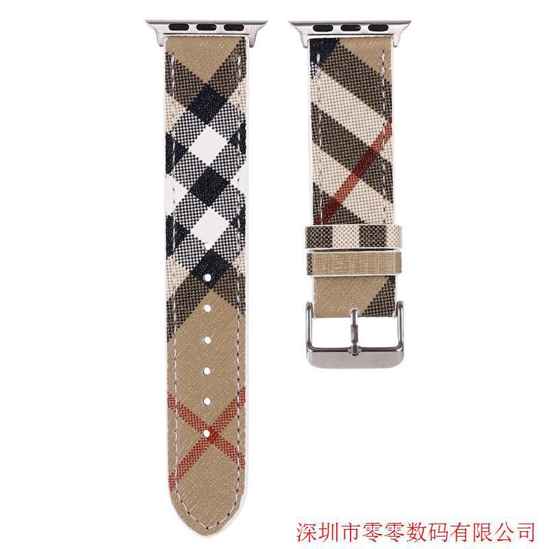 Suitable for Apple Watch Strap Iwatch10 Trendy Leather Strap 49 Old Plaid 38 Leather Bowl Strap 44 Export