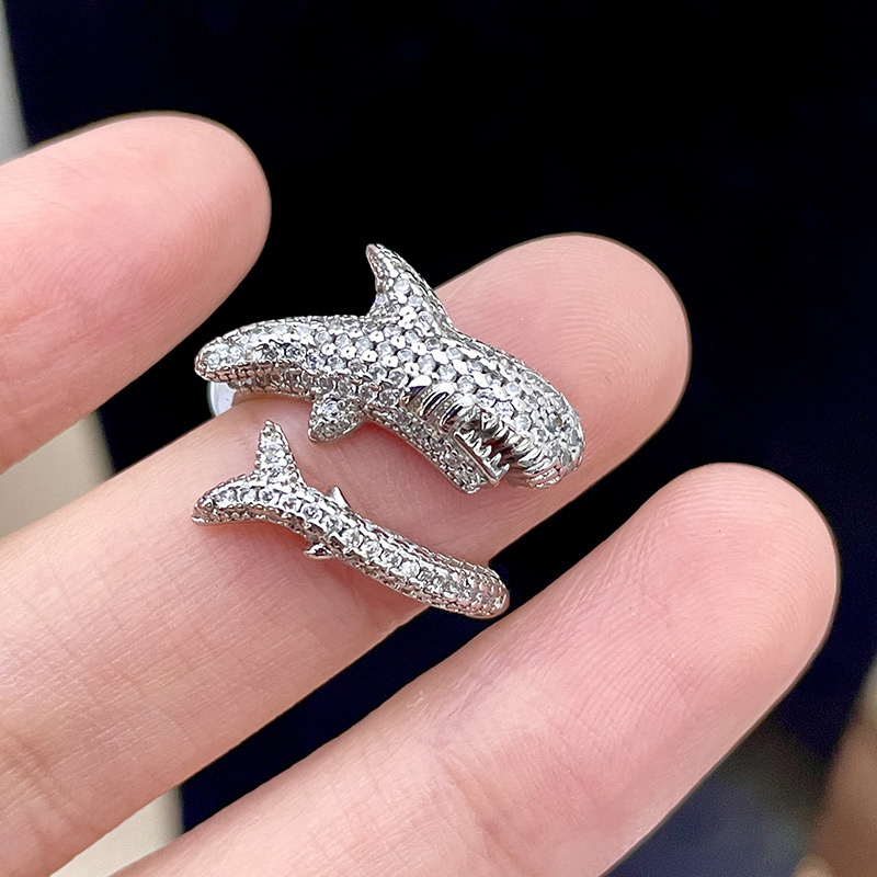 Wholesale Fashion Shark Copper Plating Inlay Zircon Adjustable Ring display picture 9