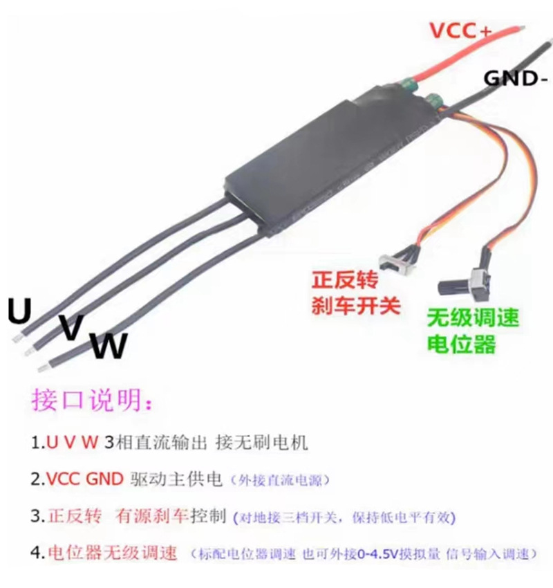 300W 3 상 브러시리스 전기 변조