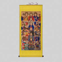 新款古画全神图挂画三清天尊雷祖绢布卷轴画众神图神仙画像水陆画