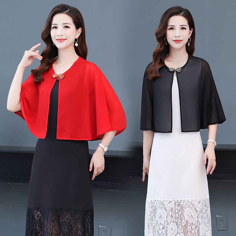 Sun Protection Cape Shawl for Women, Versatile Cardigan with Skirt, Trendy Summer Thin Coat, Korean Style Short Chiffon Shawl Sun Protection Cape Shawl for Women, Versatile Cardigan with Skirt, Trendy Summer Thin Coat, Korean Style Short Chiffon Shawl
