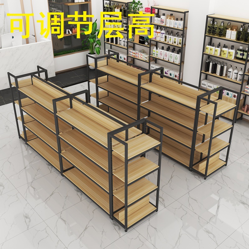 中岛柜化妆品展示架多层双面货架金属挂钩母婴店超市便利店置物架