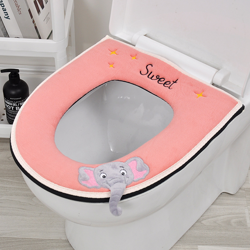 Cojín del asiento del inodoro engrosado elevación tridimensional cubierta del inodoro cremallera impermeable hogar cojín del asiento del inodoro