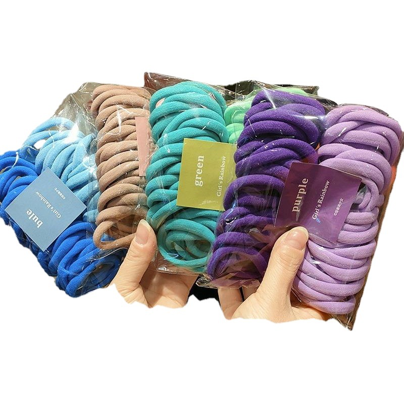 50-pieza chica degradado color cuerda de pelo sin costuras anillo de pelo de color para niños anillo de toalla elástica alta cuerda de pelo de color caramelo
