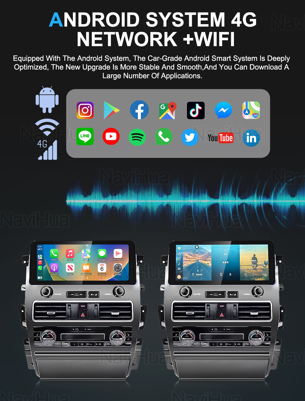 Suitable for Nissan Patrol Y62 Navigation Central Control Screen Car Navigation All-In-One Reversing Image Supports Carplay