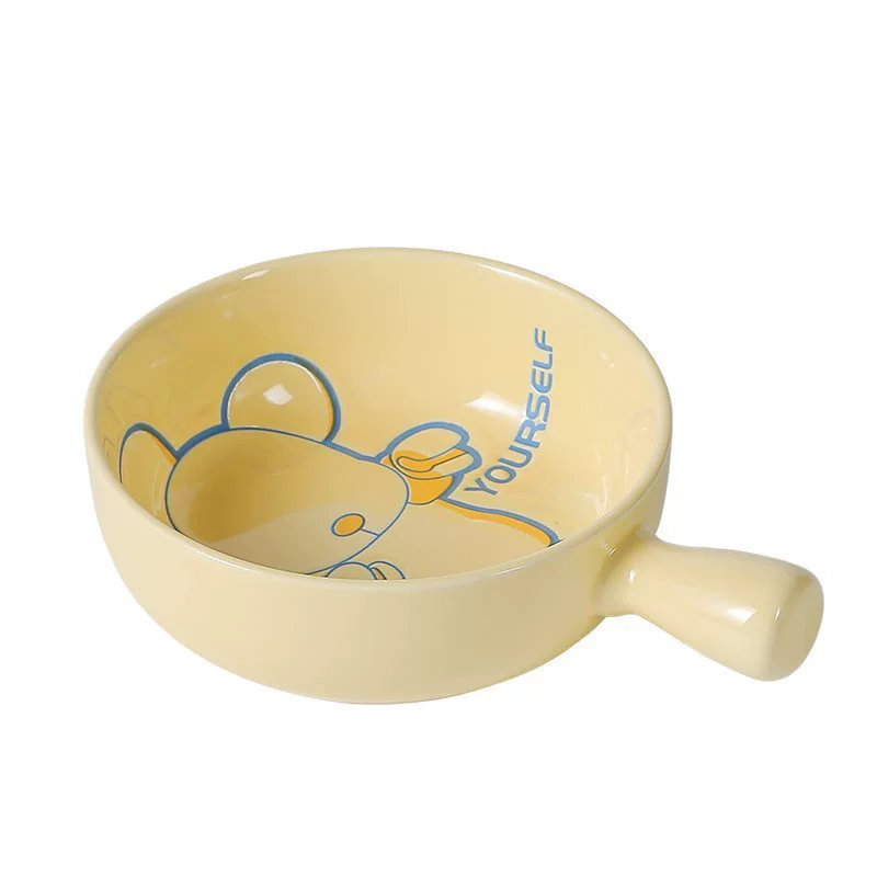 Набор мисок и тарелок интернет-знаменитостей для домашнего использования, дорогая керамическая миска с ручкой, салатница, креативная и милая посуда для одного или двух человек.