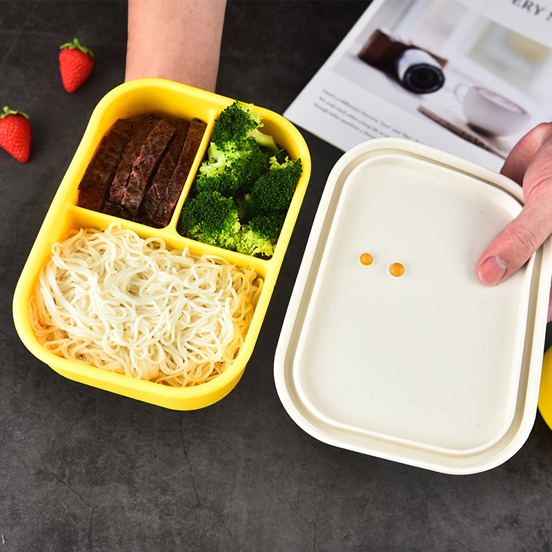 Fiambrera de silicona, bento de grado alimenticio, plato de almuerzo, horno microondas, comedor para niños de escuela primaria, lonchera para trabajadores de oficina