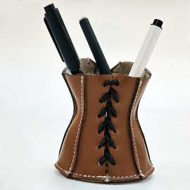 跨境Leather Corset Pencil Cup 皮革紧身胸衣铅笔杯笔筒收纳盒