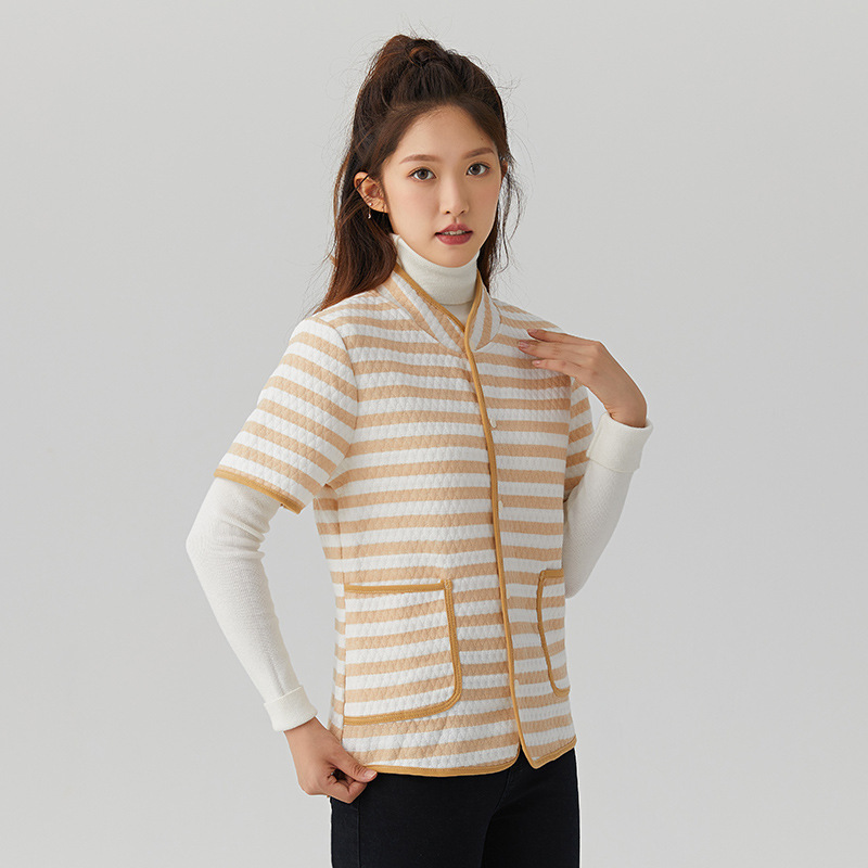 Women's knitted colored cotton home casual comfortable mom wear breathable warm air conditioning clothes short sleeve top 79806