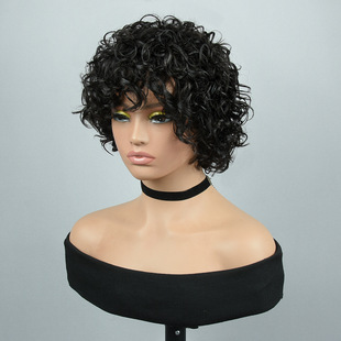 Human Hair Pixie Curly Wig �C�����l���˰l�ٰl�^�� �羳ֱ�N