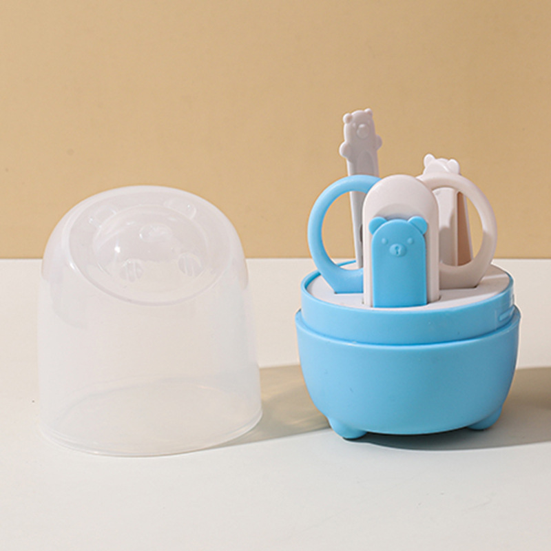 Set de Cortaúñas para Bebé de 4 Piezas de Plástico y Acero Inoxidable, para Cuidado de Bebés