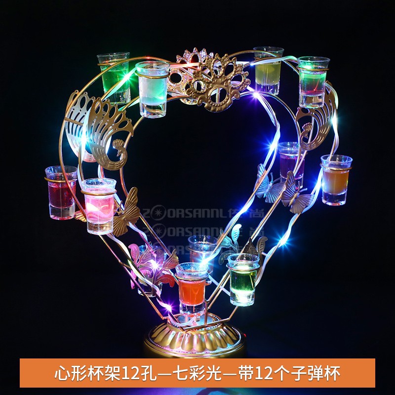 Portavasos en forma de corazón de hierro forjado 12 agujeros con taza