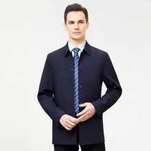 一件代发新款男装商务夹克衫中老年经典扣子休闲宽松大码免烫外套