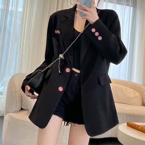 Korean Stil Freizeit Blazer Für Damen Klassisch Lockerer Schnitt_voghion.com