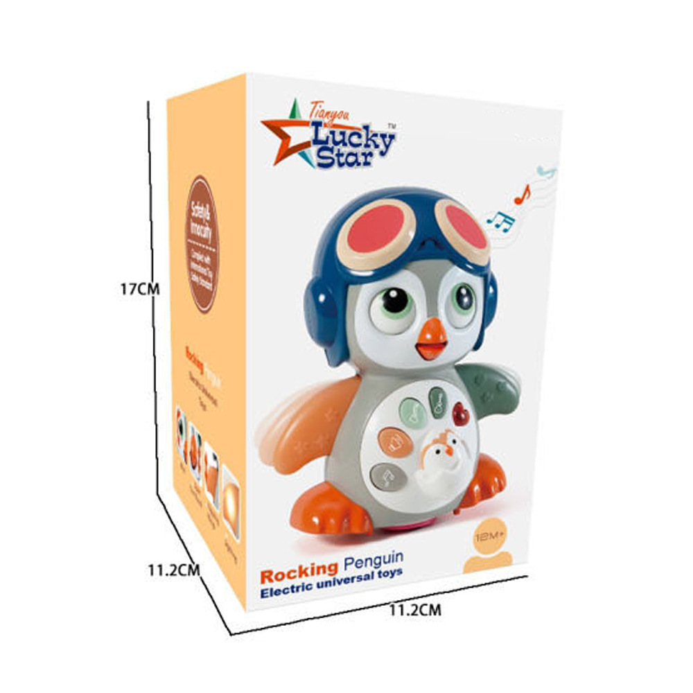 Transfronterizo Chenghai eléctrico universal swing pingüino juguetes musicales iluminación de la enseñanza temprana máquina de historias juguetes para niños al por mayor