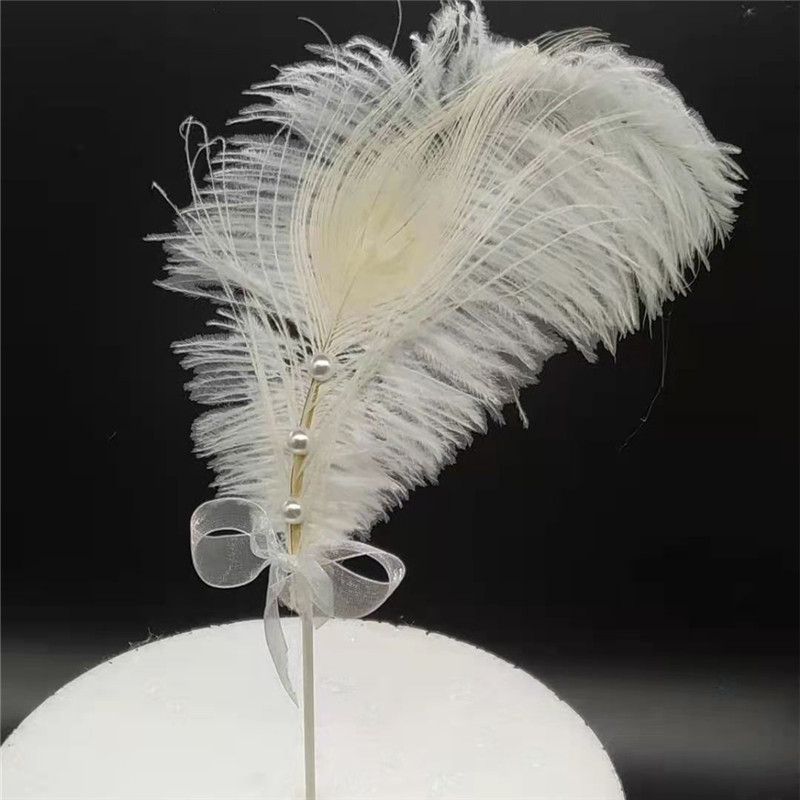 Cake Decoration Manufacturers Sell Ostrich Feathers, Pearl Inserts, Feather Toppers, Popular Wholesale Handmade Designs