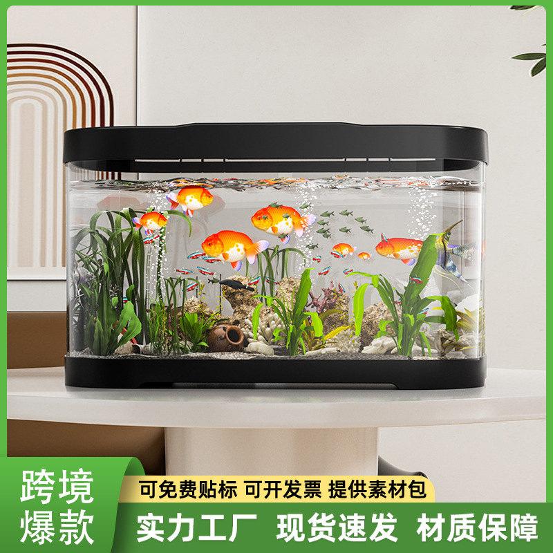Nuevo tanque de peces transparente pequeño paisaje completo ecológico transparente casa sala de estar tanque de peces fábrica al por mayor