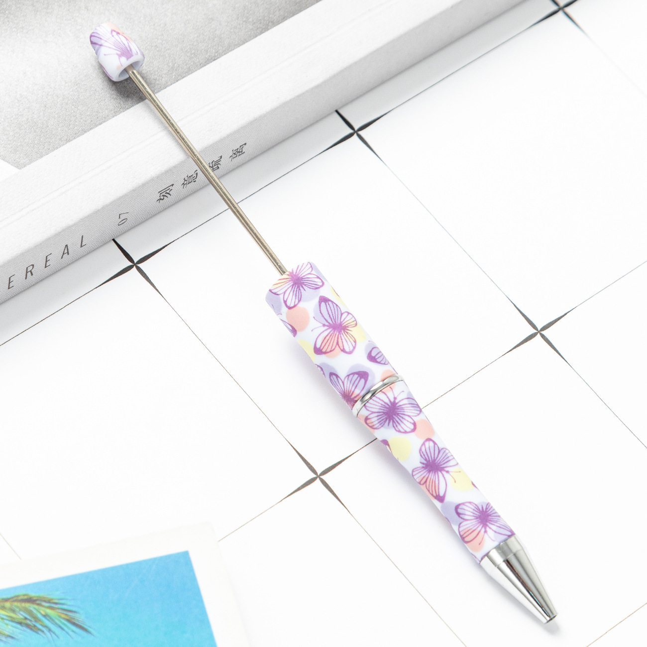 Diy plástico creativo mano de leopardo flor de cuentas al por mayor de alto valor de impresión plástico cuentas