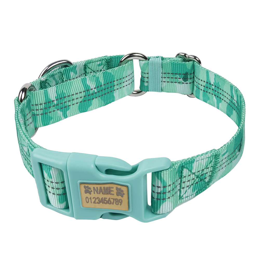 Transfronterizos collar de perro Amazon Martingale anillo de collar a prueba de explosiones inscripción noche reflectante anti-perdida collar de mascotas