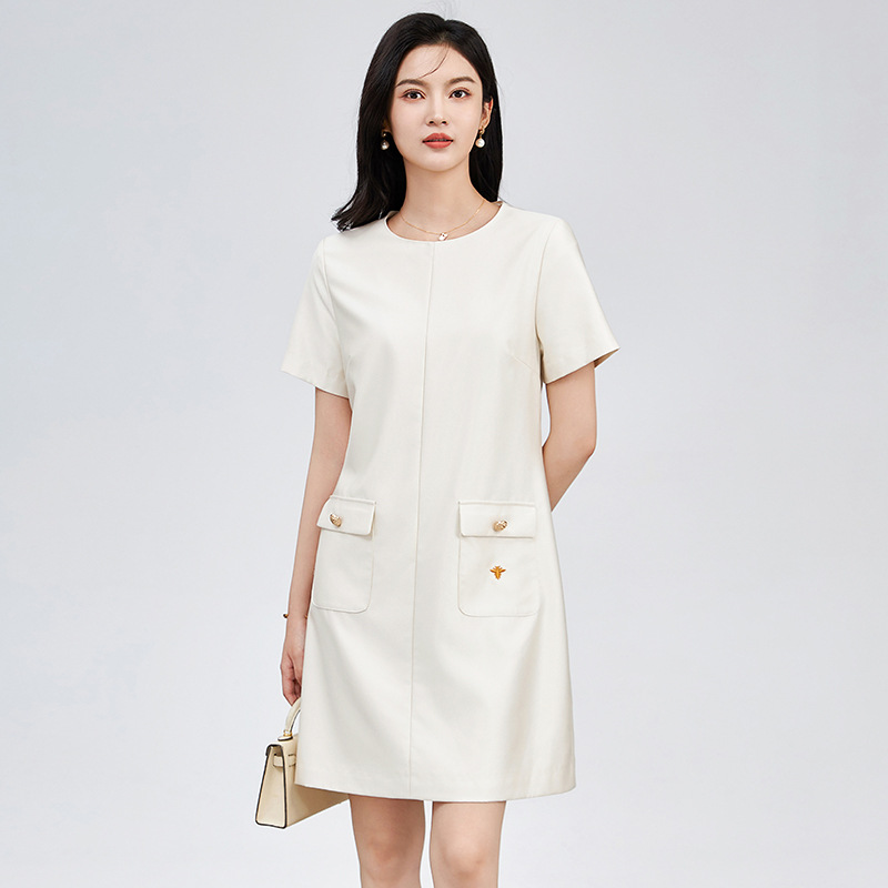Đầm suông nữ midi mùa hè tay ngắn — 2423305 - Màu mơ