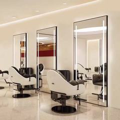 ネットセレブ新店舗ミラーテーブルフロアミラー理髪店ライト付き両面片面ヘアカットヘアサロン専用一体型LED