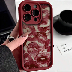 赤い唇印はアップル16携帯ケースiphone15 promaxセット14/13/12全包11瞳眼xsを適用する