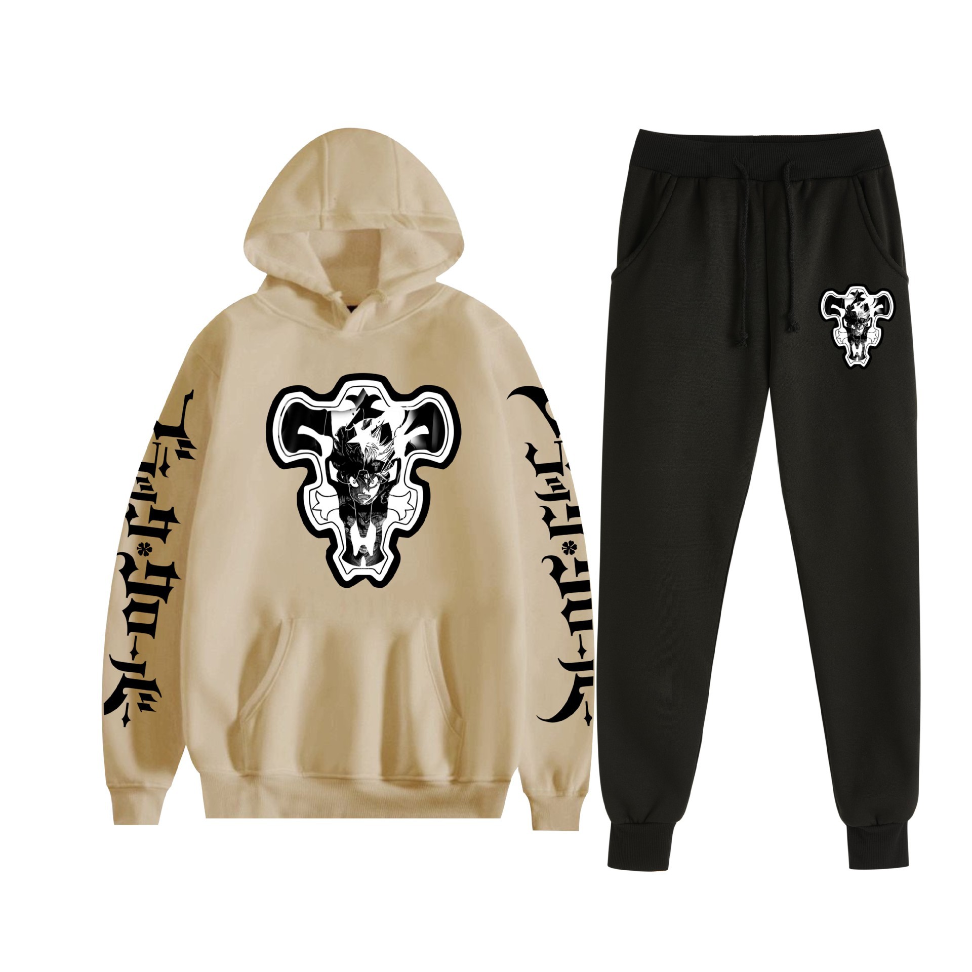 Comercio exterior nuevo estilo riman black trébol de cuatro hojas-Black Clover suéter con capucha corsés traje de dos piezas