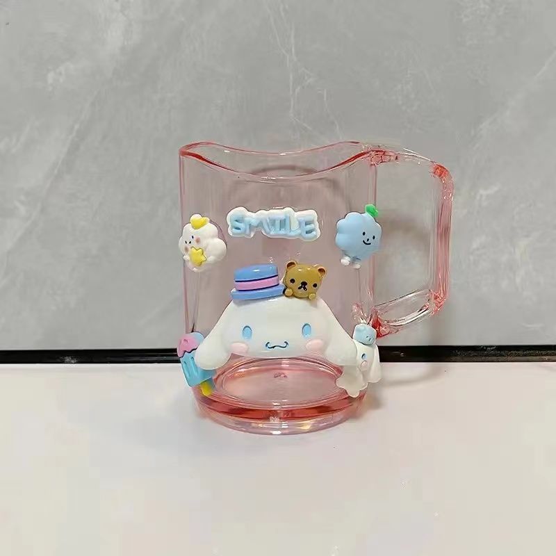 Semi-transparent curved cup-single transparent pink cinnamon dog