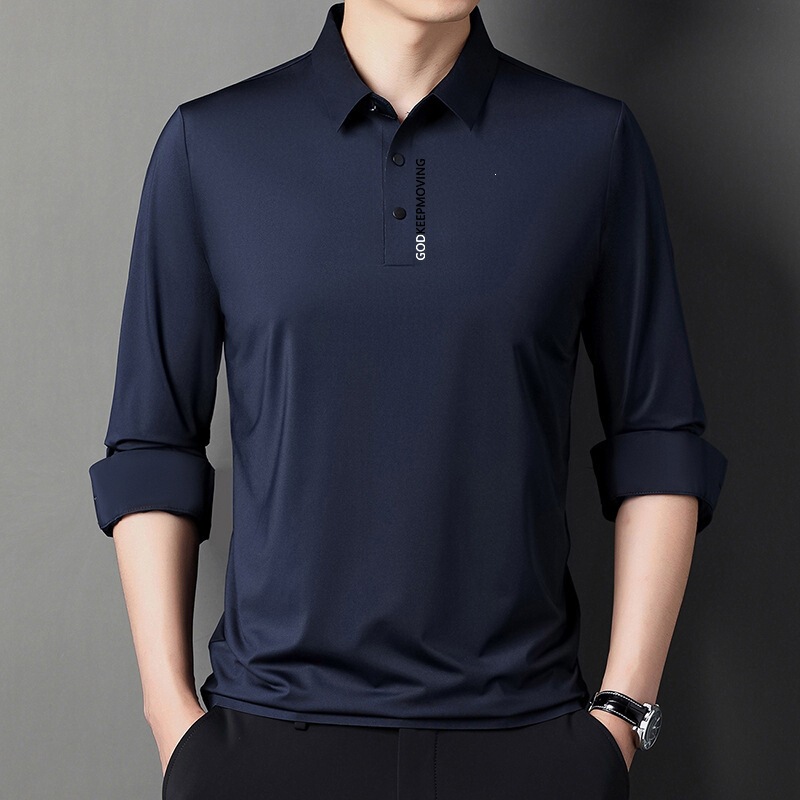 Branded men's seamless non-iron long-sleeve t-shirt, spring and autumn 2025 new high-end business polo shirt men's top Branded men's seamless non-iron long-sleeve t-shirt, spring and autumn 2025 new high-end business polo shirt men's top