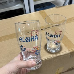 印花猫咪啤酒杯高颜值家用收腰果汁饮料杯创意早餐牛奶耐高温水杯