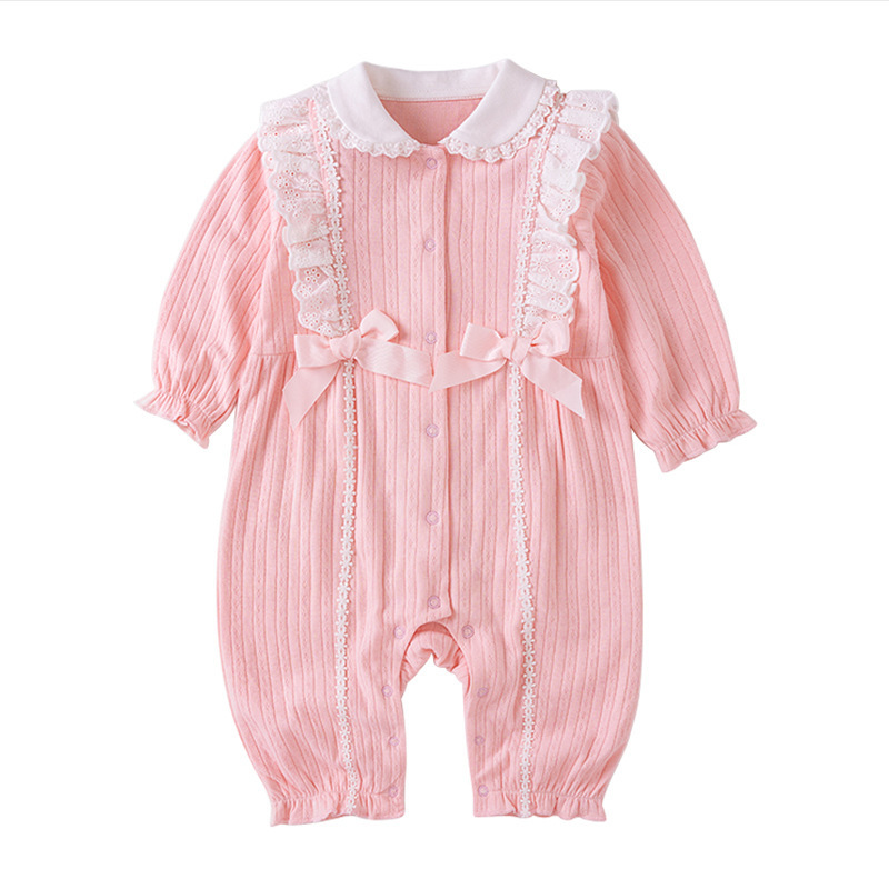 Ropa de bebé 2024 primavera y otoño nuevo recién nacido de manga larga mameluco primavera algodón mameluco bebé niña salida mono