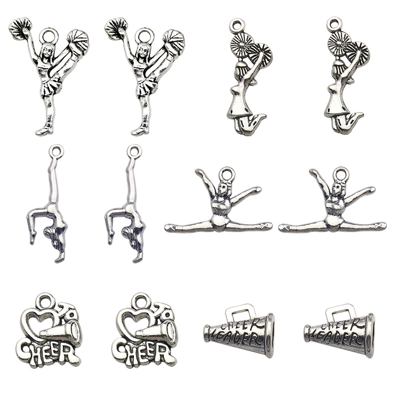 Mezclado 60 aleación porristas joyería colgante atletas pequeños accesorios creativo DIY pulsera collar Accesorios