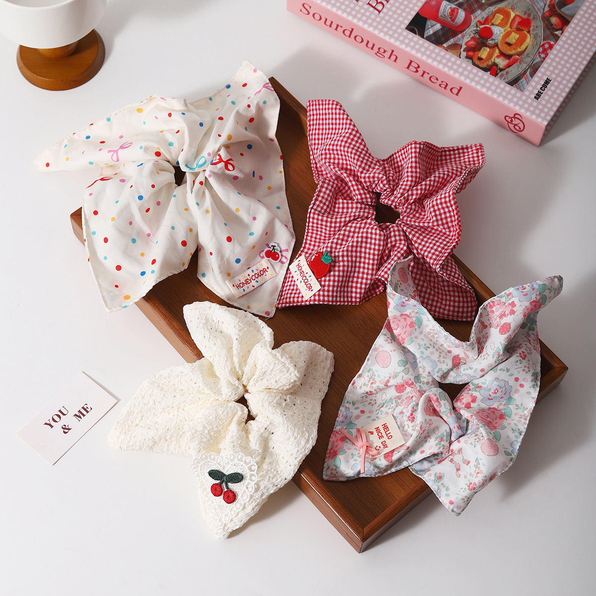 Children's Bow Square Scarf Scrunchie Girls' Hair Tie Hair Flower 2025 New Ponytail Hair Tie Princess Headwear
